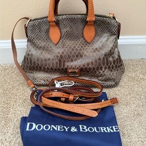 Dooney & Bourke Python-Embossed Satchel in Brown and Tan